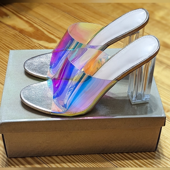 MissHeel Women's Sexy Shimmer Gold Mules, Size 8.5, NEW IN BOX - Picture 4 of 6